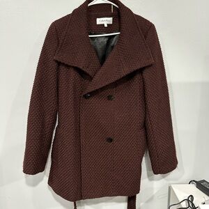 Calvin Klein Women's Textured Brown Pea Coat